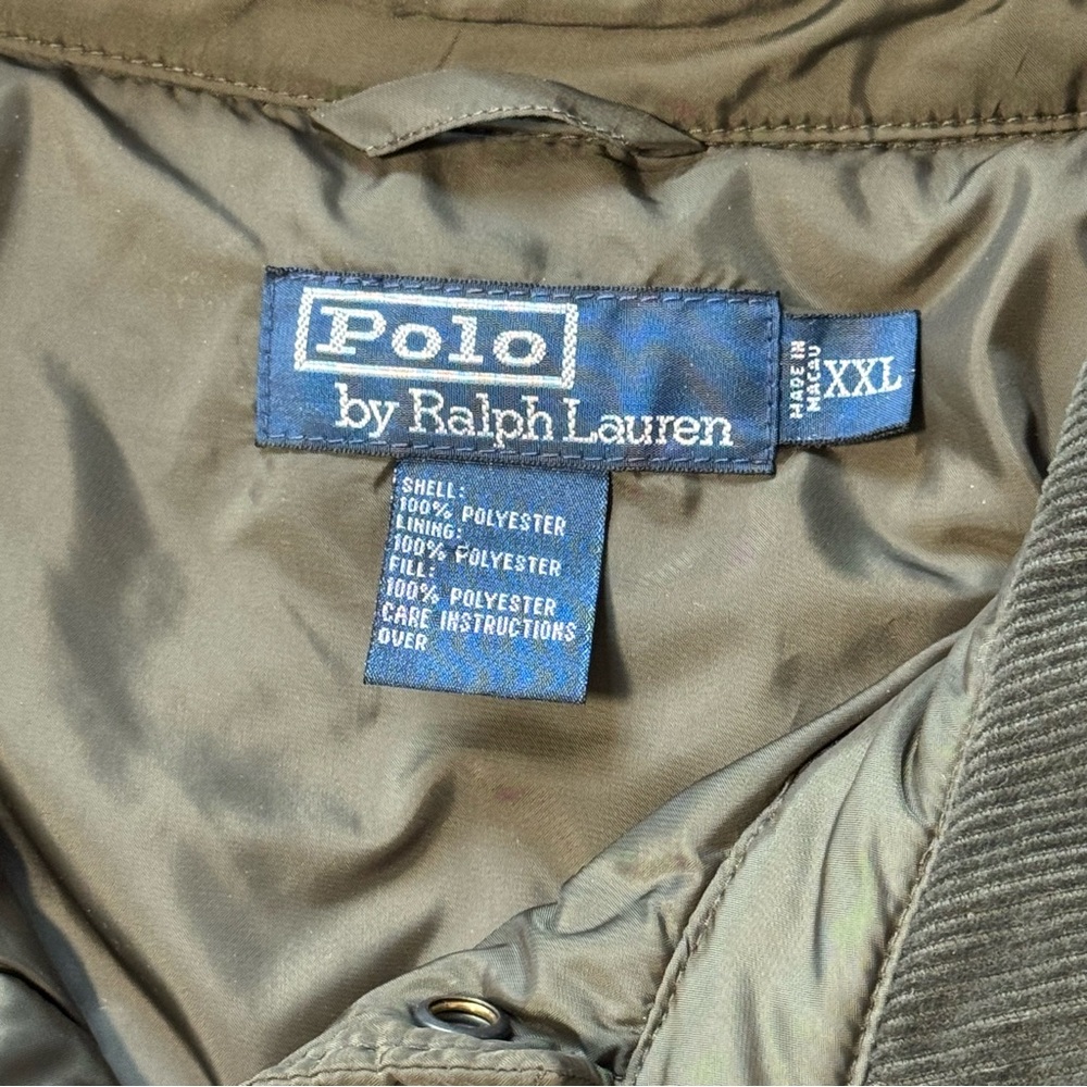 Vintage Polo Ralph Lauren Jacket Adult Green Snap Puffer Quilted Coat Mens XXL - Picture 6 of 8